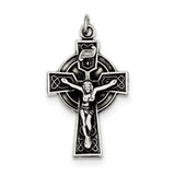 Sterling Silver Antiqued Satin Irish Crucifix Cross Pendant QC7347 - shirin-diamonds