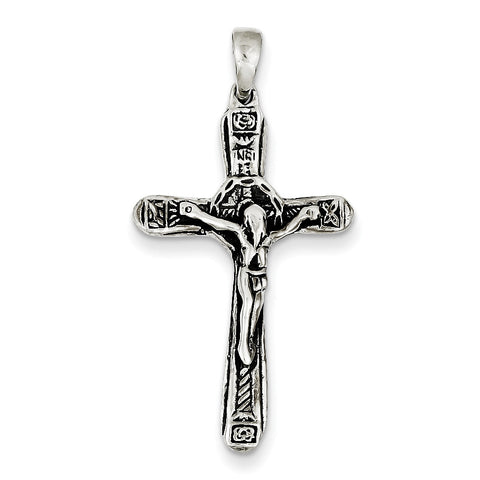 Sterling Silver Crucifix Antiqued Cross Pendant QC7354 - shirin-diamonds