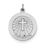 Sterling Silver Rhodium-plated Brushed Confirmation Medal Pendant QC7389 - shirin-diamonds