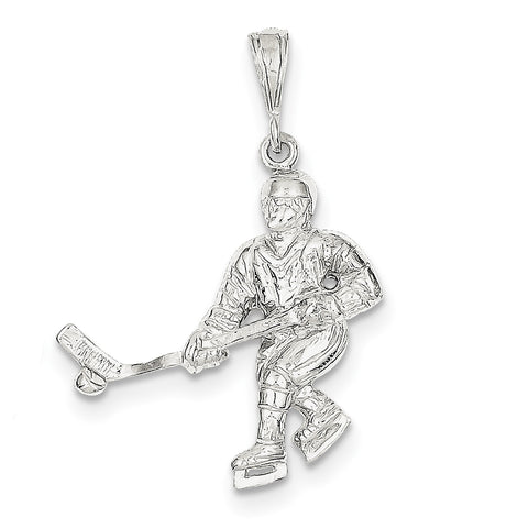 Sterling Silver Hockey Player Charm QC738 - shirin-diamonds