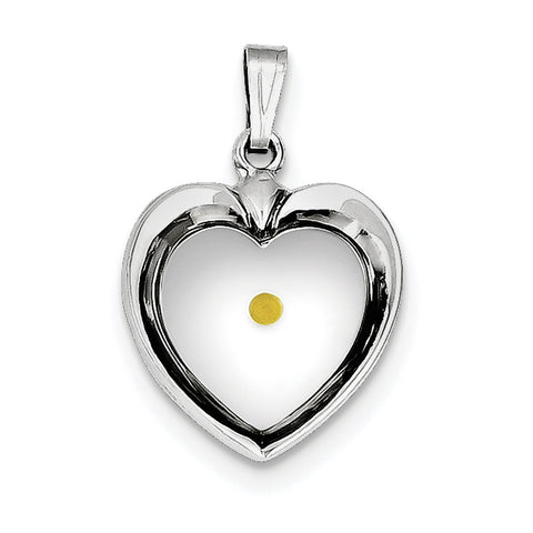 Sterling Silver Rhodium-plated Large Heart with Mustard Seed Pendant QC7398 - shirin-diamonds