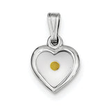 Sterling Silver Rhodium-plated Small Heart with Mustard Seed Pendant QC7399 - shirin-diamonds