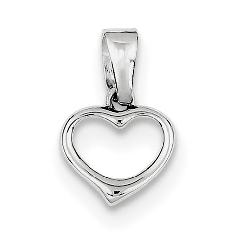 Sterling Silver Rhodium Plated Open Heart Pendant QC7439 - shirin-diamonds