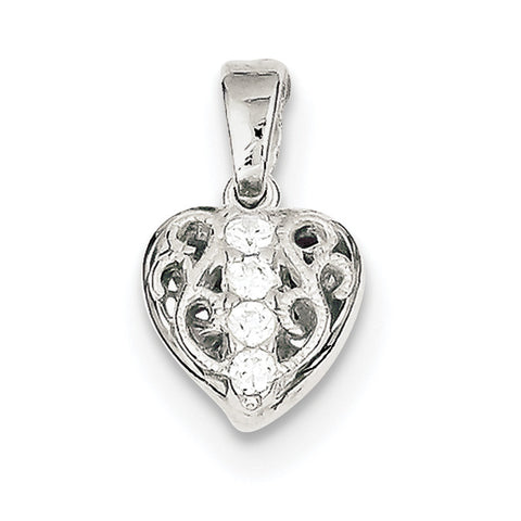 Sterling Silver CZ Heart Pendant QC7457 - shirin-diamonds