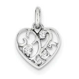 Sterling Silver Rhodium Plated CZ Heart Pendant QC7459 - shirin-diamonds