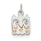 Sterling Silver Yellow Enameled Owl Charm - shirin-diamonds