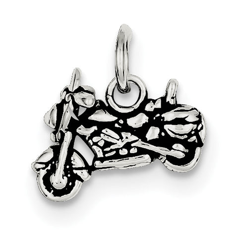 Sterling Silver Antiqued Motorcycle Charm QC7586 - shirin-diamonds