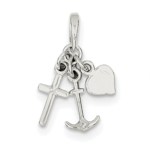 Sterling Silver Polished Anchor Heart and Cross Pendant QC7629 - shirin-diamonds