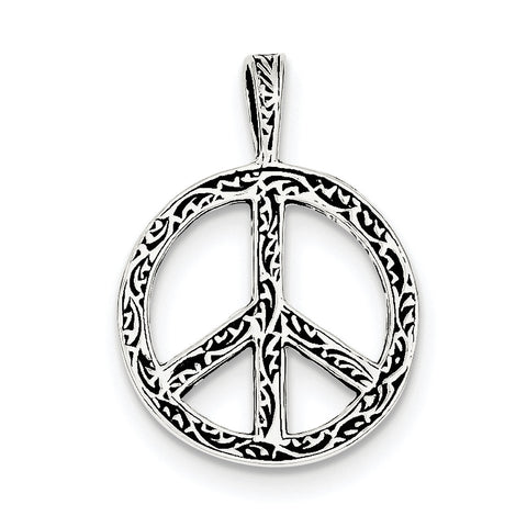 Sterling Silver Antiqued Peace Sign Charm QC7727 - shirin-diamonds