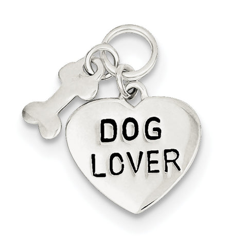 Sterling Silver Dog Lover Pendant QC7820 - shirin-diamonds