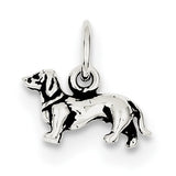 Sterling Silver Antiqued Dog Charm QC7832 - shirin-diamonds