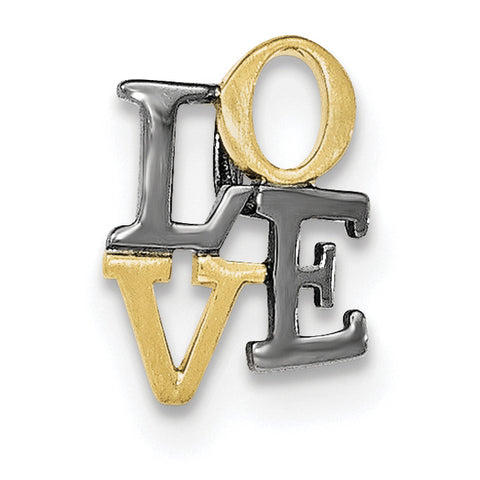 Sterling Silver Gold-plated Rhodium Love Chain Slide Pendant - shirin-diamonds