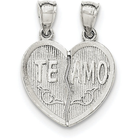 Sterling Silver Polished Te Amo Break Apart Heart Pendant QC8108 - shirin-diamonds
