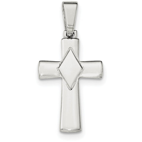 Sterling Silver Polished Cross Pendant QC8115 - shirin-diamonds