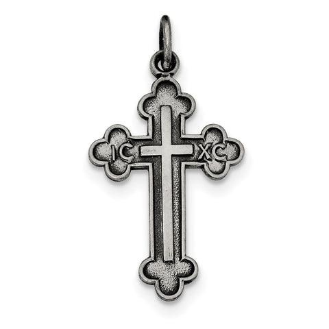 Sterling Silver Antiqued, Textured and Brushed Latin Cross Pendant QC8130 - shirin-diamonds