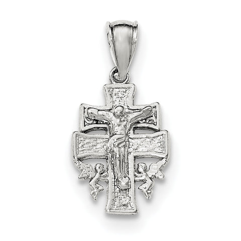 Sterling Silver Polished Mini INRI Crucifix Pendant QC8139 - shirin-diamonds