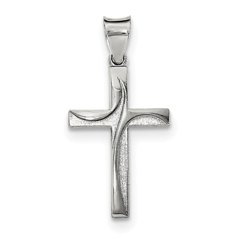 Sterling Silver Textured, Brushed and Polished Latin Cross Pendant QC8175 - shirin-diamonds