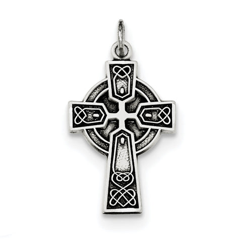 Sterling Silver Antiqued Small Celtic Cross Pendant QC8194 - shirin-diamonds