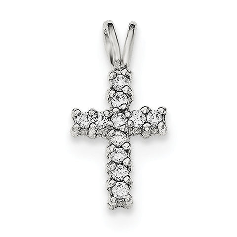 Sterling Silver Polished CZ Cross Pendant QC8211 - shirin-diamonds