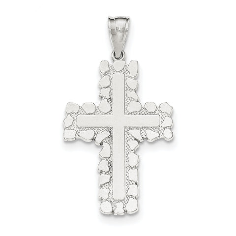 Sterling Silver Polished Outlined Cross Pendant QC8234 - shirin-diamonds