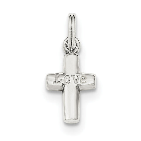 Sterling Silver Polished LOVE Cross Charm QC8253 - shirin-diamonds