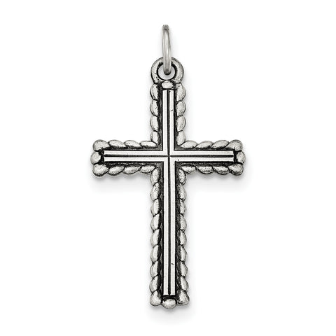 Sterling Silver Antiqued, Textured and Brushed Latin Cross Pendant QC8263 - shirin-diamonds