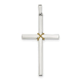Sterling Silver Polished w/Gold-plated Rope Hollow Crucifix Pendant QC8268 - shirin-diamonds