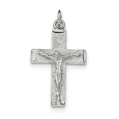 Sterling Silver Polished Squared Cross Crucifix Pendant QC8287 - shirin-diamonds