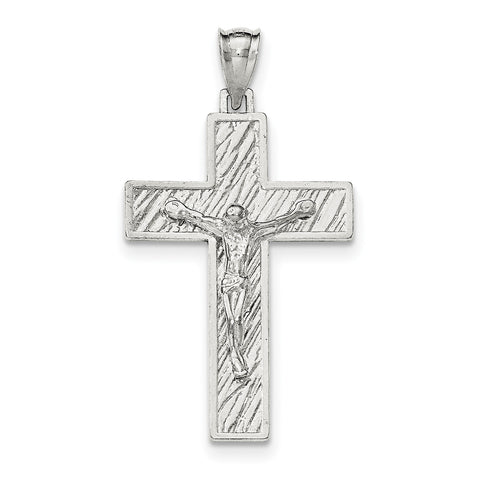 Sterling Silver Polished Large Box Cross Crucifix Pendant QC8294 - shirin-diamonds