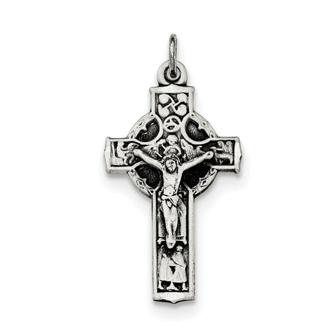 Sterling Silver Antiqued Irish 4-Way INRI Crucifix Cross Pendant QC8302 - shirin-diamonds