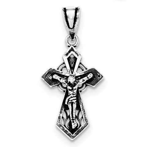 Sterling Silver Antiqued Mini INRI Crucifix Pendant QC8304 - shirin-diamonds