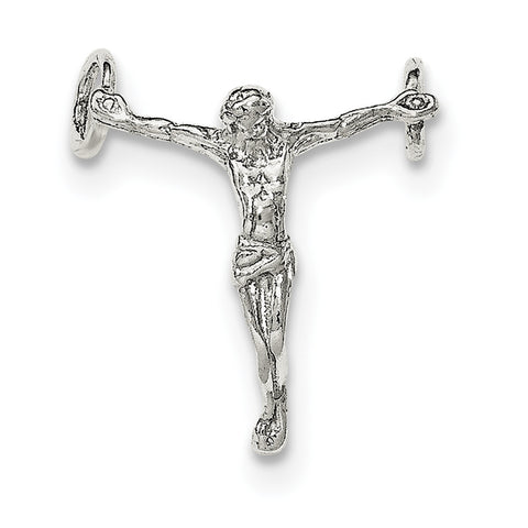 Sterling Silver Polished Mini Jesus Cross Chain Slide - shirin-diamonds
