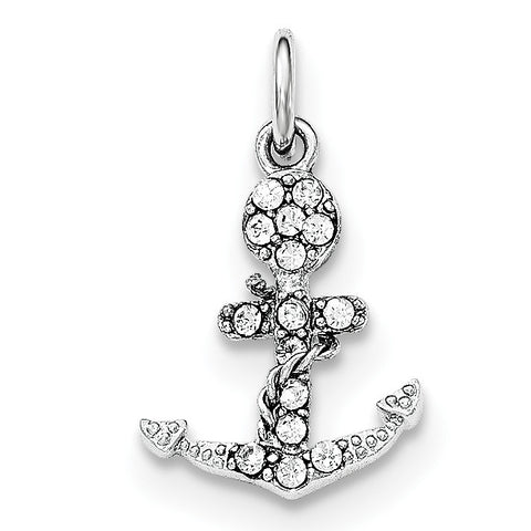 Sterling Silver Mariner Cross w/Crystal Pendant QC8357 - shirin-diamonds