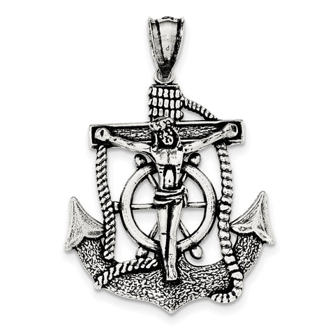 Sterling Silver Antiqued Mariner Cross Pendant QC8363 - shirin-diamonds
