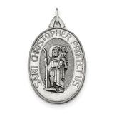 Sterling Silver Antiqued Satin St. Christopher Medal QC8376 - shirin-diamonds