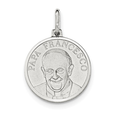 Sterling Silver Matte Papa Francesco Medal Pendant QC8431 - shirin-diamonds