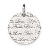 Sterling Silver Polished 'Love, Hope, Faith' Engraved Pendant QC8448 - shirin-diamonds