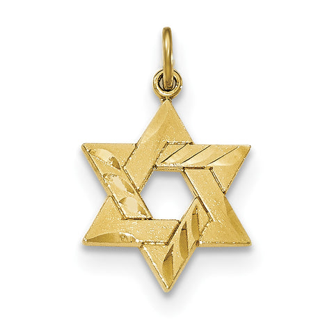 Sterling Silver Gold-tone Engraved Jewish Star Pendant QC8456 - shirin-diamonds