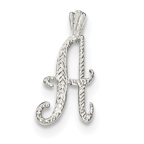 Sterling Silver Polished & Textured Letter A Chain Slide - shirin-diamonds