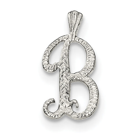 Sterling Silver Polished & Textured Letter B Chain Slide - shirin-diamonds