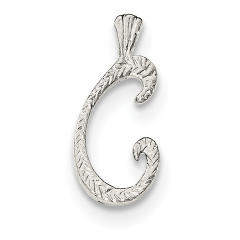 Sterling Silver Polished & Textured Letter C Chain Slide - shirin-diamonds