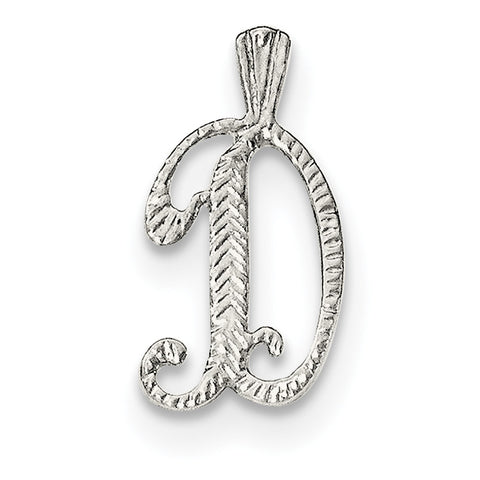 Sterling Silver Polished & Textured Letter D Chain Slide - shirin-diamonds