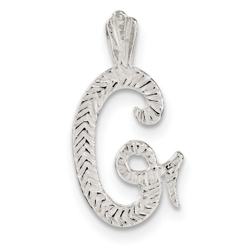 Sterling Silver Polished & Textured Letter G Chain Slide - shirin-diamonds