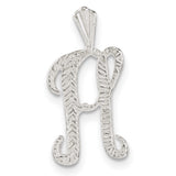 Sterling Silver Polished & Textured Letter H Chain Slide - shirin-diamonds