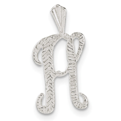 Sterling Silver Polished & Textured Letter H Chain Slide - shirin-diamonds