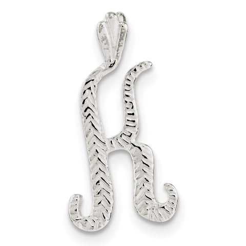 Sterling Silver Polished & Textured Letter K Chain Slide - shirin-diamonds