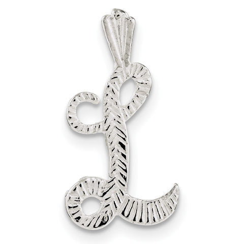 Sterling Silver Polished & Textured Letter L Chain Slide - shirin-diamonds