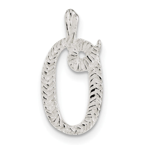 Sterling Silver Polished & Textured Letter O Chain Slide - shirin-diamonds