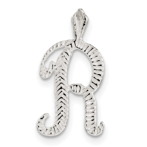Sterling Silver Polished & Textured Letter R Chain Slide - shirin-diamonds