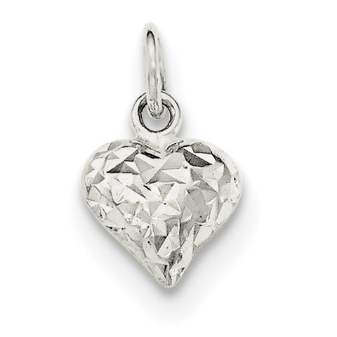 Sterling Silver Polished Diamond-cut Puff Heart Charm QC8467 - shirin-diamonds